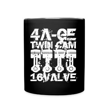 4A GE Twin Cam 16 Valve engine. The legendary engine - Full Colour Mug - black - Front