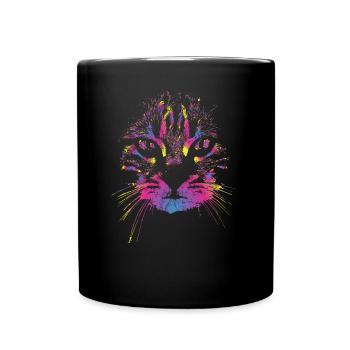 Chat coloré - Mug uni - noir - Devant