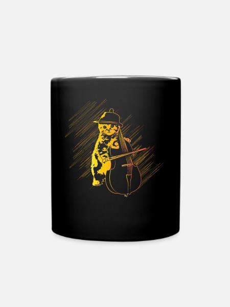Cat cello gift - Full Colour Mug - black
