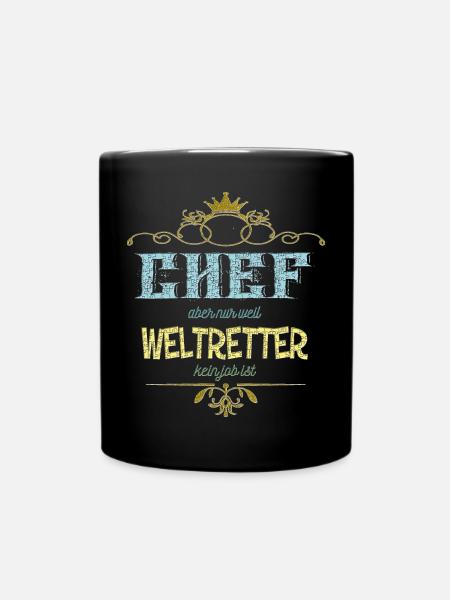 Chef Weltretter - Tasse einfarbig - Schwarz
