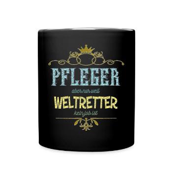 Pfleger Weltretter - Tasse einfarbig - Schwarz - Vorne
