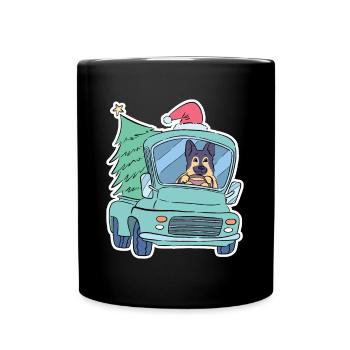 Christmas german shepherd christmas tree - Full Colour Mug - black - Front