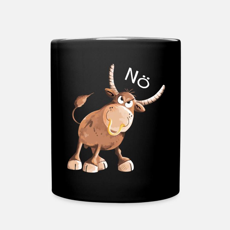 Nö Stier - Bulle- Kuh - Comic - Nein - Fun - Tasse einfarbig - Schwarz