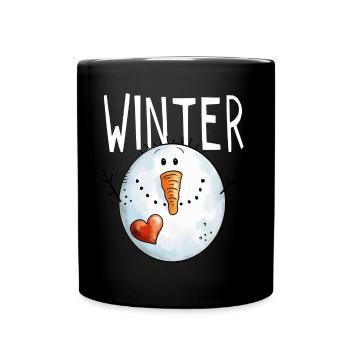 Winter Snowman -Cartoon - Christmas - Gift - Kids - Full Colour Mug - black - Front