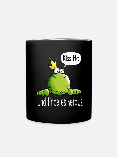 Küss mich oder finde es heraus - Frosch - Geschenk - Tasse einfarbig - Schwarz