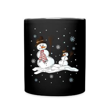 Bonhommes de neige, hiver, flocons de neige - Mug uni - noir - Devant