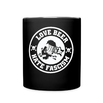 love beer - déteste le fascisme - Mug uni - noir - Devant