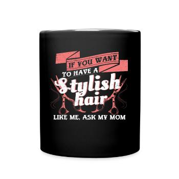 Mutter Tochter Friseur - Tasse einfarbig - Schwarz - Vorne