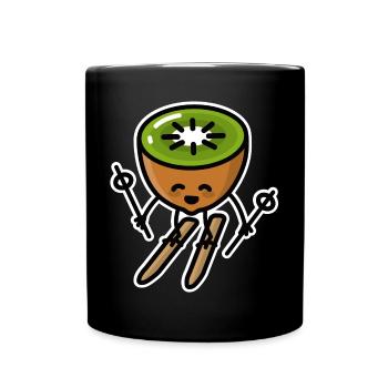 Skiwi Kiwi Kawaii Skifahren Kiwi lustig niedlich - Tasse einfarbig - Schwarz - Vorne