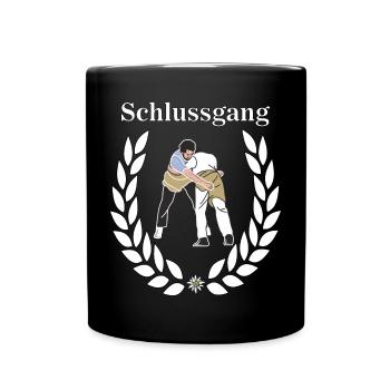 Schwingen Schwinger Schlussgang  Schwingerkönig - Tasse einfarbig - Schwarz - Vorne