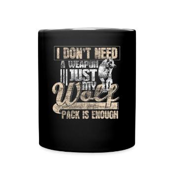 Wolf Geschenk Wölfe - Tasse einfarbig - Schwarz - Vorne