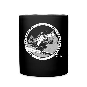 Skiing winter gift idea - Full Colour Mug - black - Front