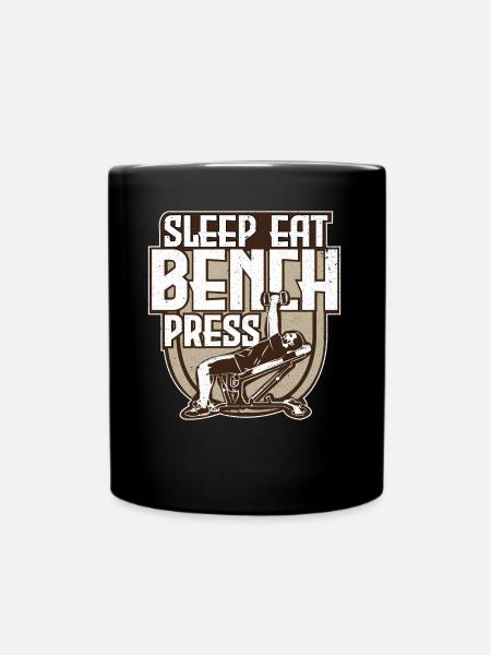 Bench press fitness gift - Full Colour Mug - black