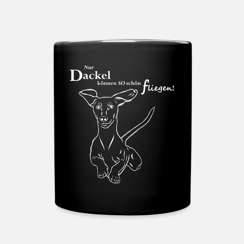 Fliegender Dackel - Tasse einfarbig - Schwarz