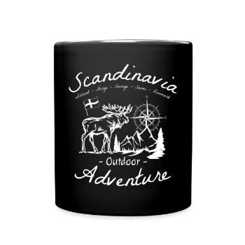 Scandinavia Outdoor Adventure Flagge Elch - Tasse einfarbig - Schwarz - Vorne