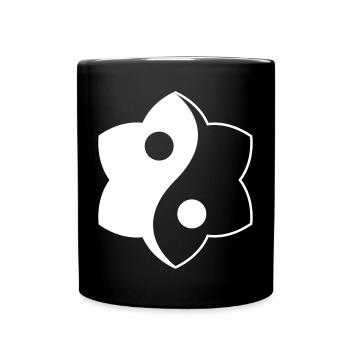 Yin Yang lotus flower lotus flower Buddhists vector - Full Colour Mug - black - Front