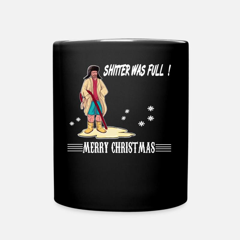 Frohe Weihnachten Schöne Bescherung, Klo war voll - Tasse einfarbig - Schwarz