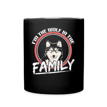 Wolf Heulen Mond Geschenk - Tasse einfarbig - Schwarz - Vorne