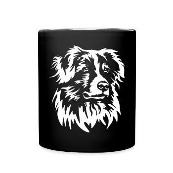 Australian Shepherd head "Black Edition" - Full Colour Mug - black - Front