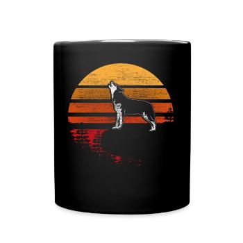 Wolf Heulen Rudeltier Geschenk - Tasse einfarbig - Schwarz - Vorne