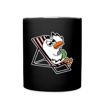 Seagull on the beach - Full Colour Mug - black - Front
