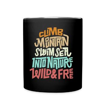 Escalade Montagne Natation Mer Nature Sauvage Gratuit Graphique - Mug uni - noir - Devant