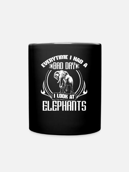 Elephant Savannah Animal Gift Idea - Full Colour Mug - black