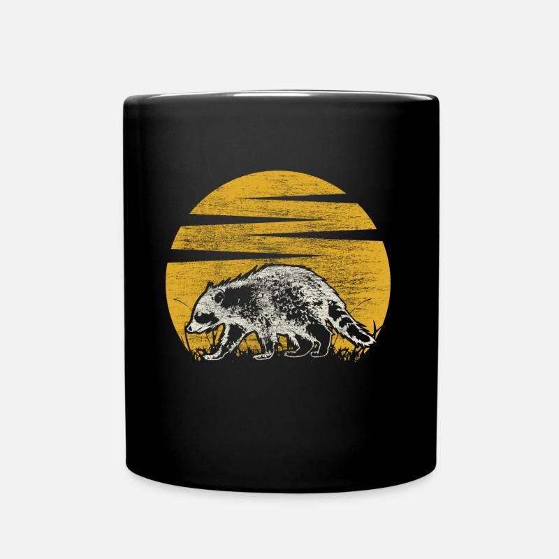 Waschbär Gangster Tiere Geschenk - Tasse einfarbig - Schwarz