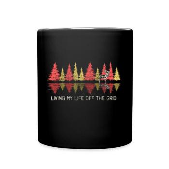 Hirsch Rotwild Tier Geschenk - Tasse einfarbig - Schwarz - Vorne