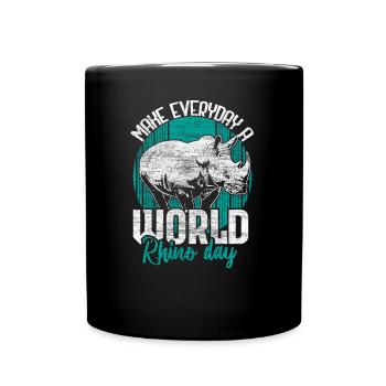 Nashorn Rhino Tiere - Tasse einfarbig - Schwarz - Vorne