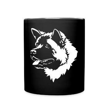 American Akita Kopf "Black Edition" - Tasse einfarbig - Schwarz - Vorne