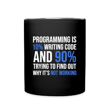 Code Debugging Humor T-Shirt Design - Full Colour Mug - black - Front