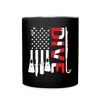 Scuba Dive Flag USA Drôle Graphique - Mug uni - noir - Devant