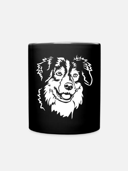 Australian Shepherd Kopf "Black Edition" - Tasse einfarbig - Schwarz