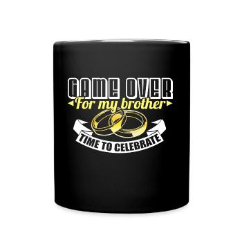 Brother of groom's bachelor party marriage - Full Colour Mug - black - Front