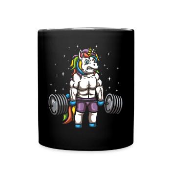 Deadlifting Einhorn - Tasse einfarbig - Schwarz - Vorne