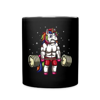 Licorne Haltérophile - Mug uni - noir - Devant