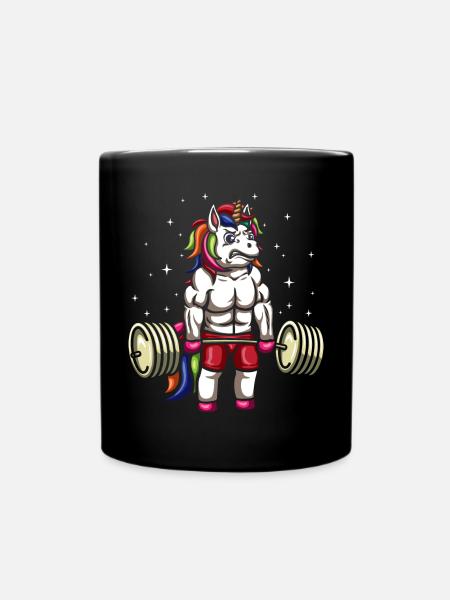 Unicorn weightlifters - Full Colour Mug - black