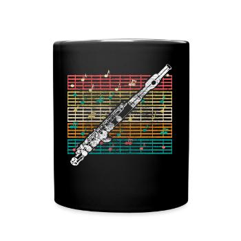 Flûte Musique - Mug uni - noir - Devant