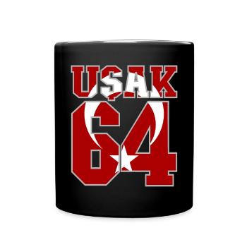Usak 64 Türkei Flagge - Tasse einfarbig - Schwarz - Vorne