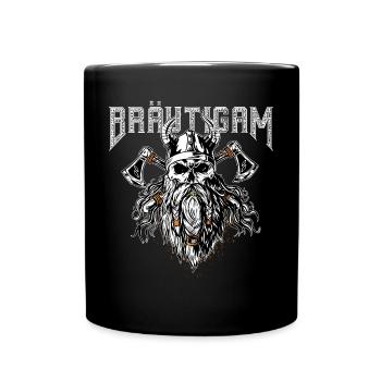 Bräutigam Wikinger Stil - Tasse einfarbig - Schwarz - Vorne