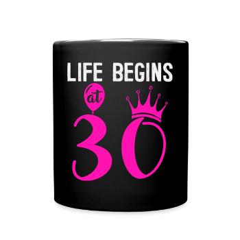 La vie commence à 30, 30 ans - Mug uni - noir - Devant