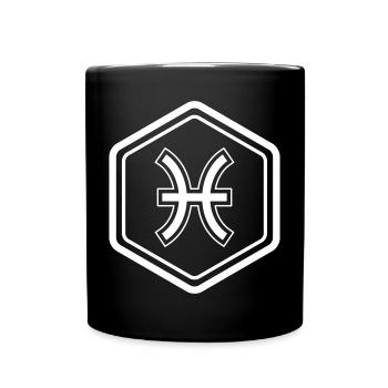 Sternzeichen Fische Symbol Hexagon Vektor - Tasse einfarbig - Schwarz - Vorne