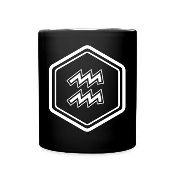 Filigrane du verseau Symbole Hexagone vecteur - Mug uni - noir - Devant