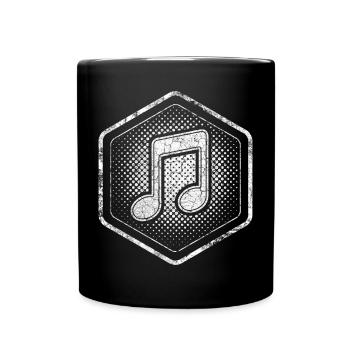 Musiknote Hexagon Logo mit coolem Effekt - Tasse einfarbig - Schwarz - Vorne