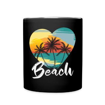 Beach, heart, palm trees in one heart - Full Colour Mug - black - Front