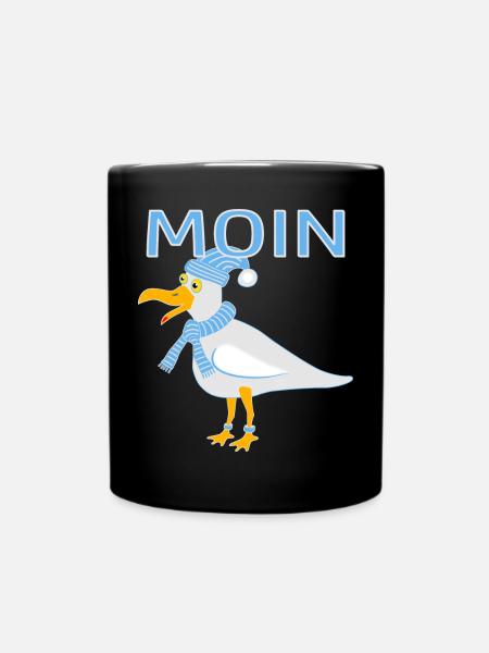 Lustige Möwe - Tasse einfarbig - Schwarz