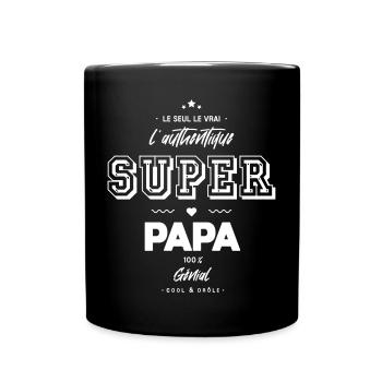 L authentique super papa génial - Mug uni - noir - Devant