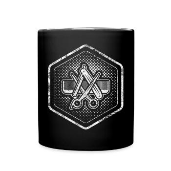 Symbol with scissors, razor and comb - hairdresser - Full Colour Mug - black - Front