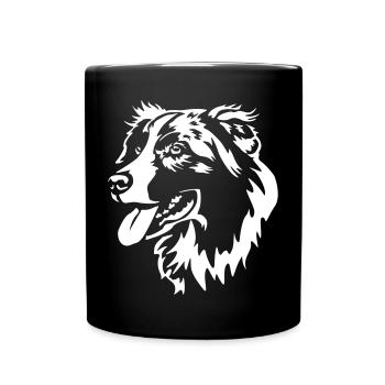Australian Shepherd Head "Black Edition" - Full Colour Mug - black - Front